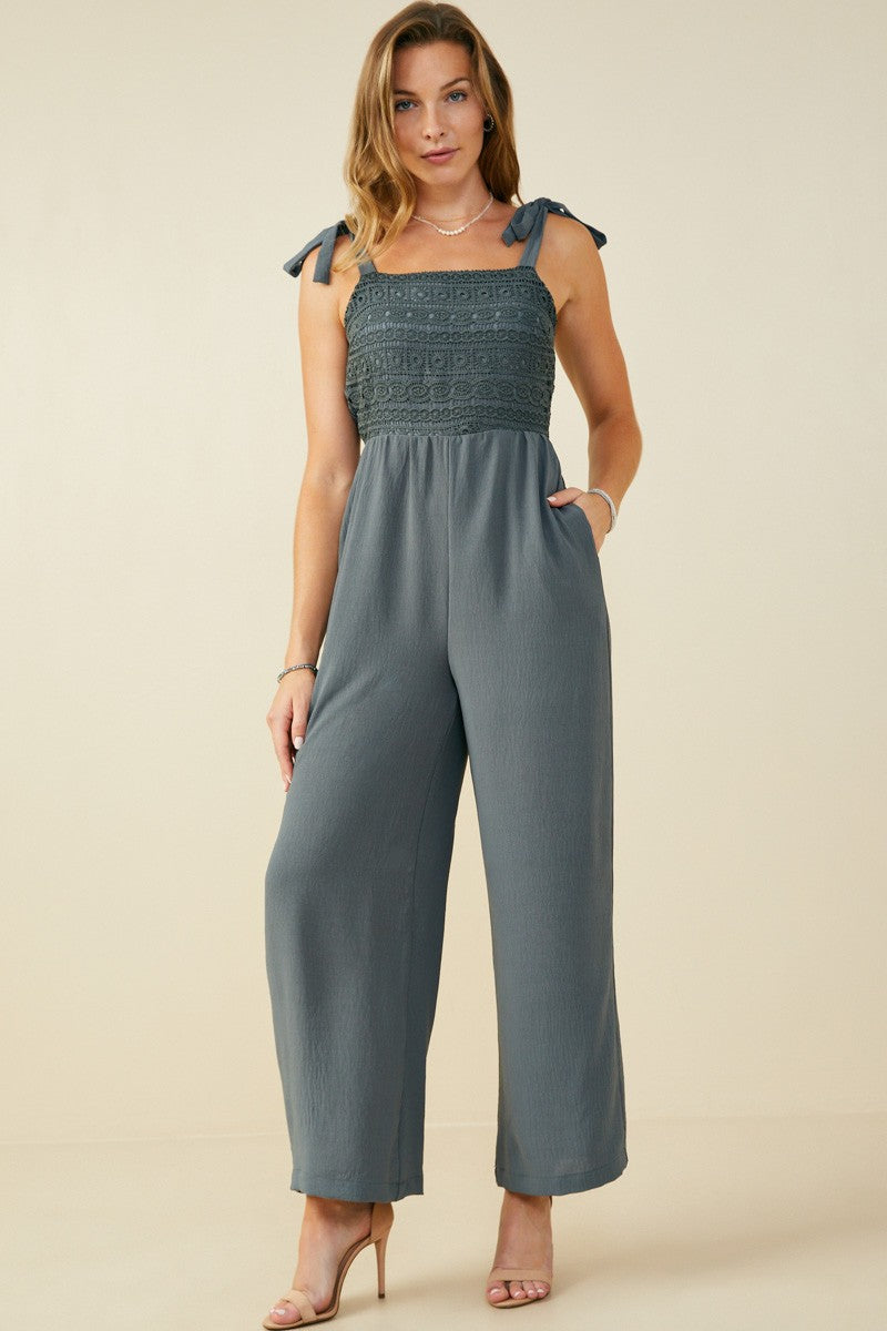 Crochet Lace Wide Leg Jumpsuit { product_type }}