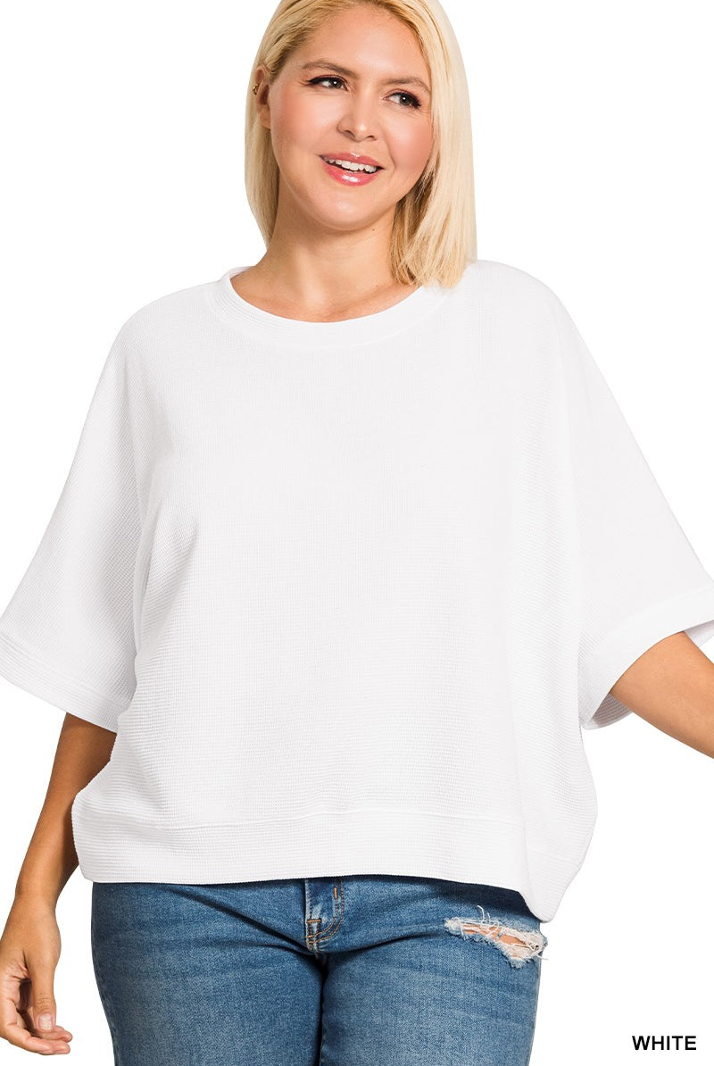 Double Knit Banded Bottom Short Sleeve Top { product_type }}