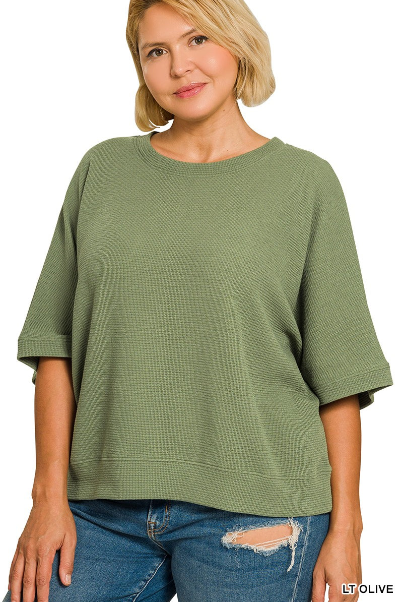 Double Knit Banded Bottom Short Sleeve Top { product_type }}
