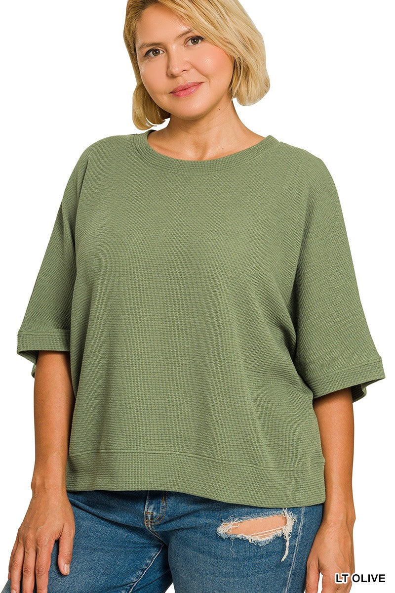 Double Knit Banded Bottom Short Sleeve Top { product_type }}