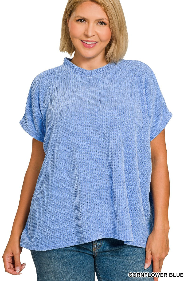 Chenille Waffle Cap Sleeve Sweater { product_type }}