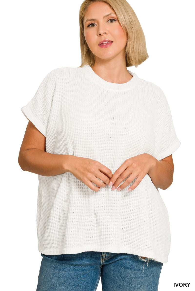 Chenille Waffle Cap Sleeve Sweater { product_type }}
