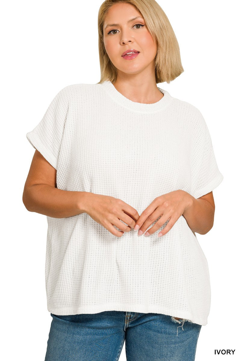 Chenille Waffle Cap Sleeve Sweater { product_type }}