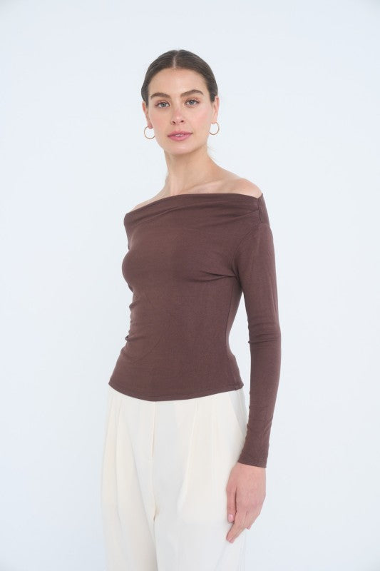 Boat Neck Long Sleeve Top { product_type }}