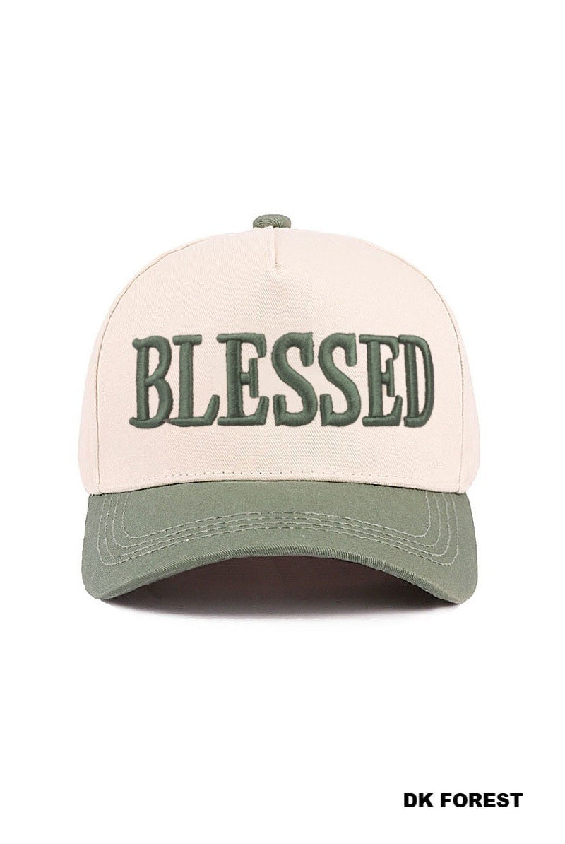 Blessed Two Tone Cotton Cap-Zenana-Three Birdies Boutique, Women's Fashion Boutique Located in Kearney, MO
