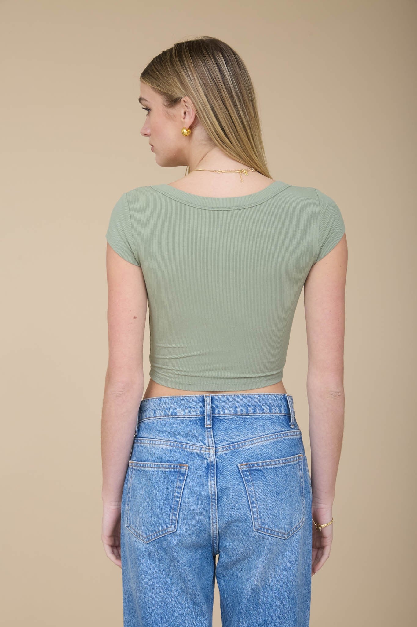 Snap Button Cropped Top-Shirts & Tops-Blu Pepper-Three Birdies Boutique, Women's Fashion Boutique Located in Kearney, MO