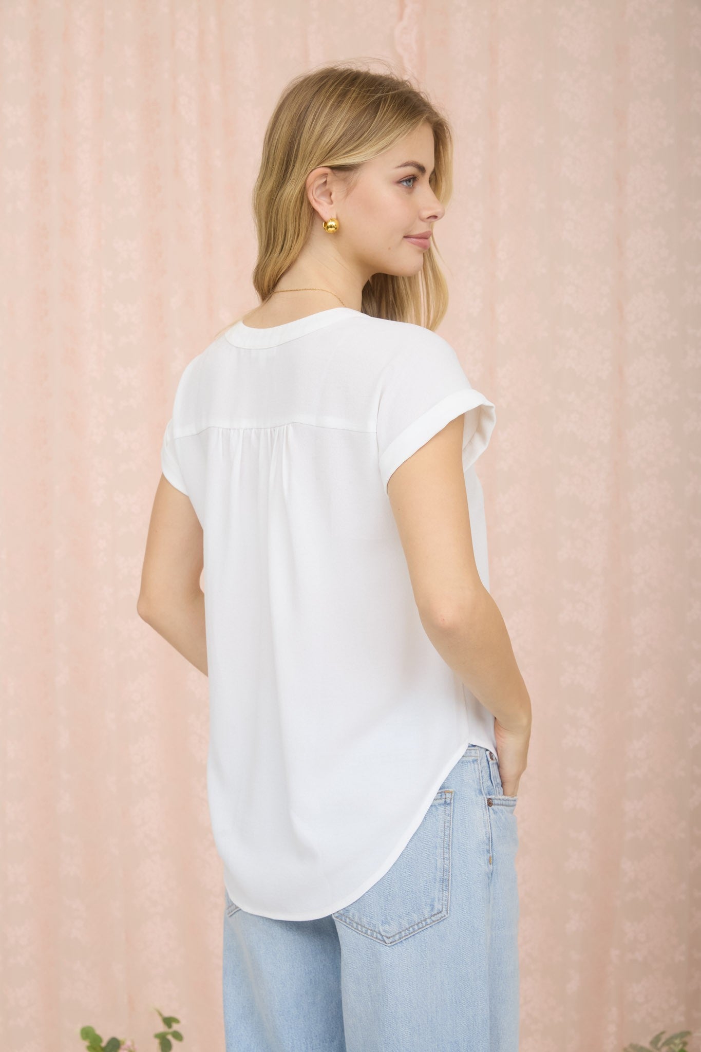 Cuffed Short Sleeve Button Down { product_type }}