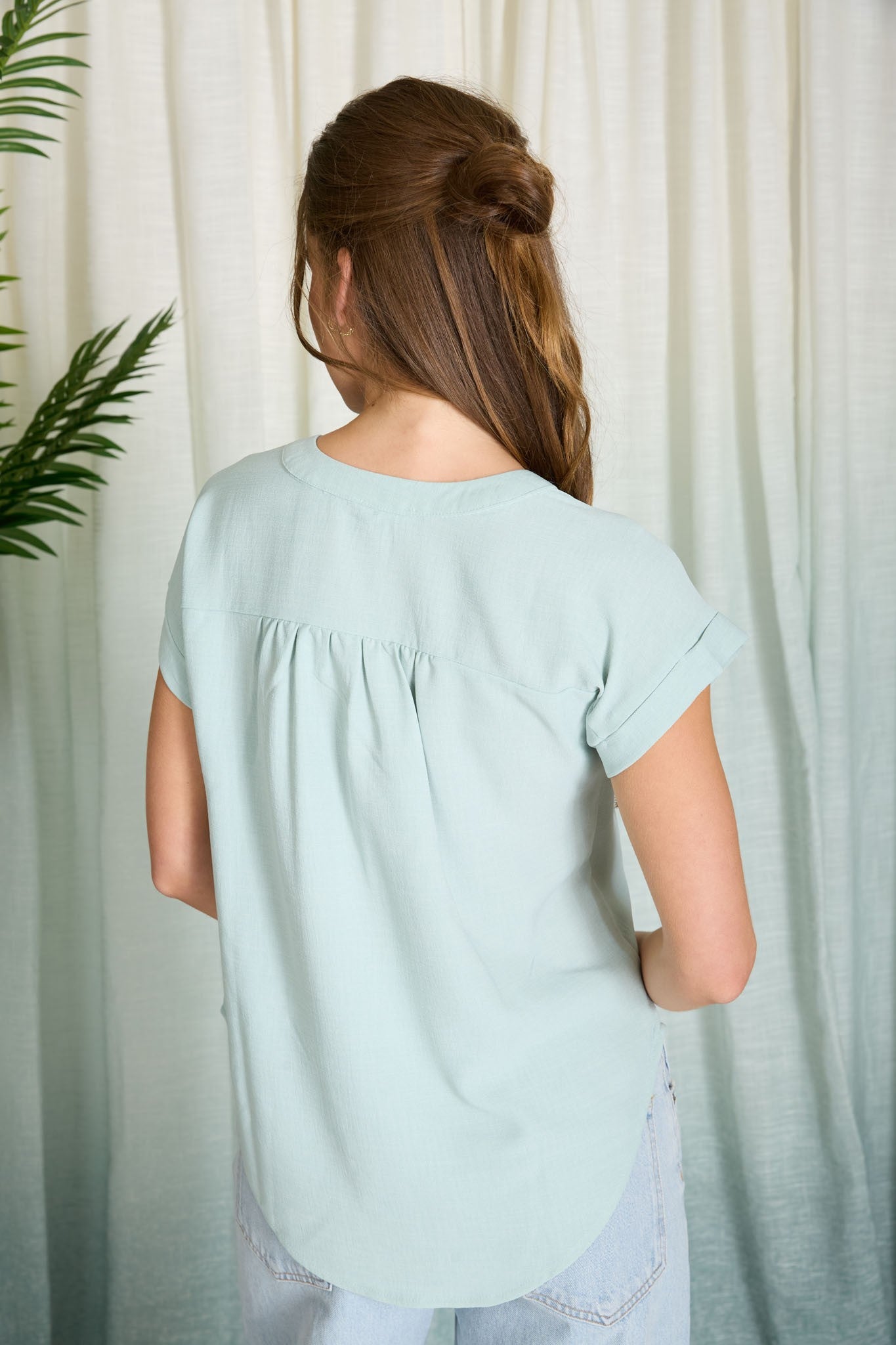 Cuffed Short Sleeve Button Down { product_type }}