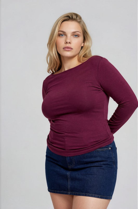 Boat Neck Long Sleeve Top { product_type }}
