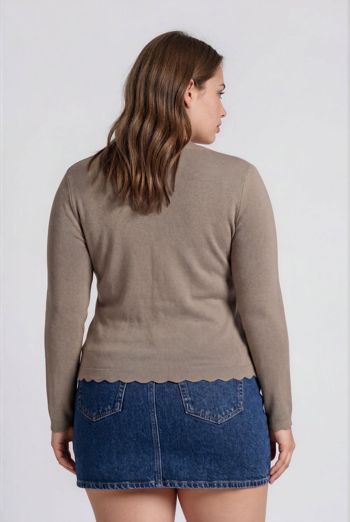 Scalloped Long Sleeve Button Down { product_type }}
