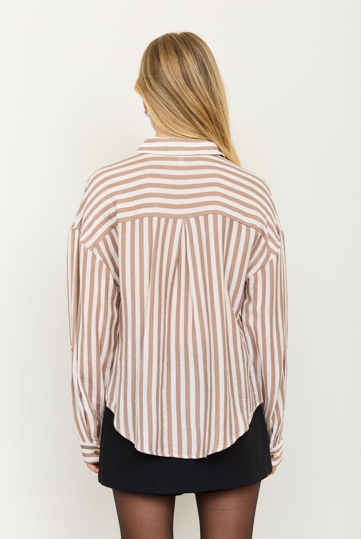 Vertical Stripe Collared Button Down Shirt { product_type }}