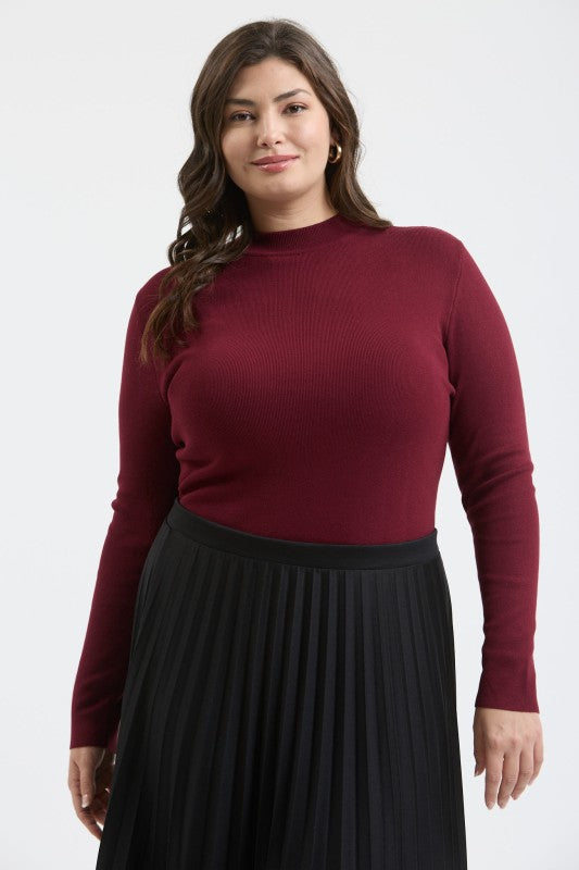 Mock Neck Long Sleeve Sweater Knit Top { product_type }}