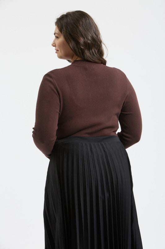 Mock Neck Long Sleeve Sweater Knit Top { product_type }}