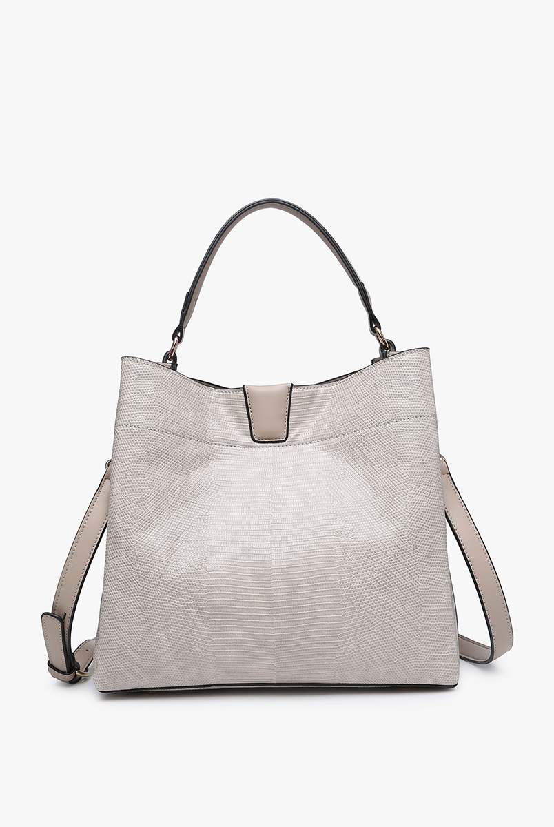 Tati Lizard Print Satchel - Light Grey { product_type }}