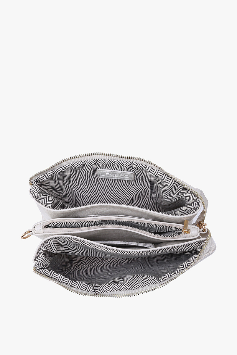 Izzy Tribal Crossbody Bag with Guitar Strap: Pink/Mint { product_type }}