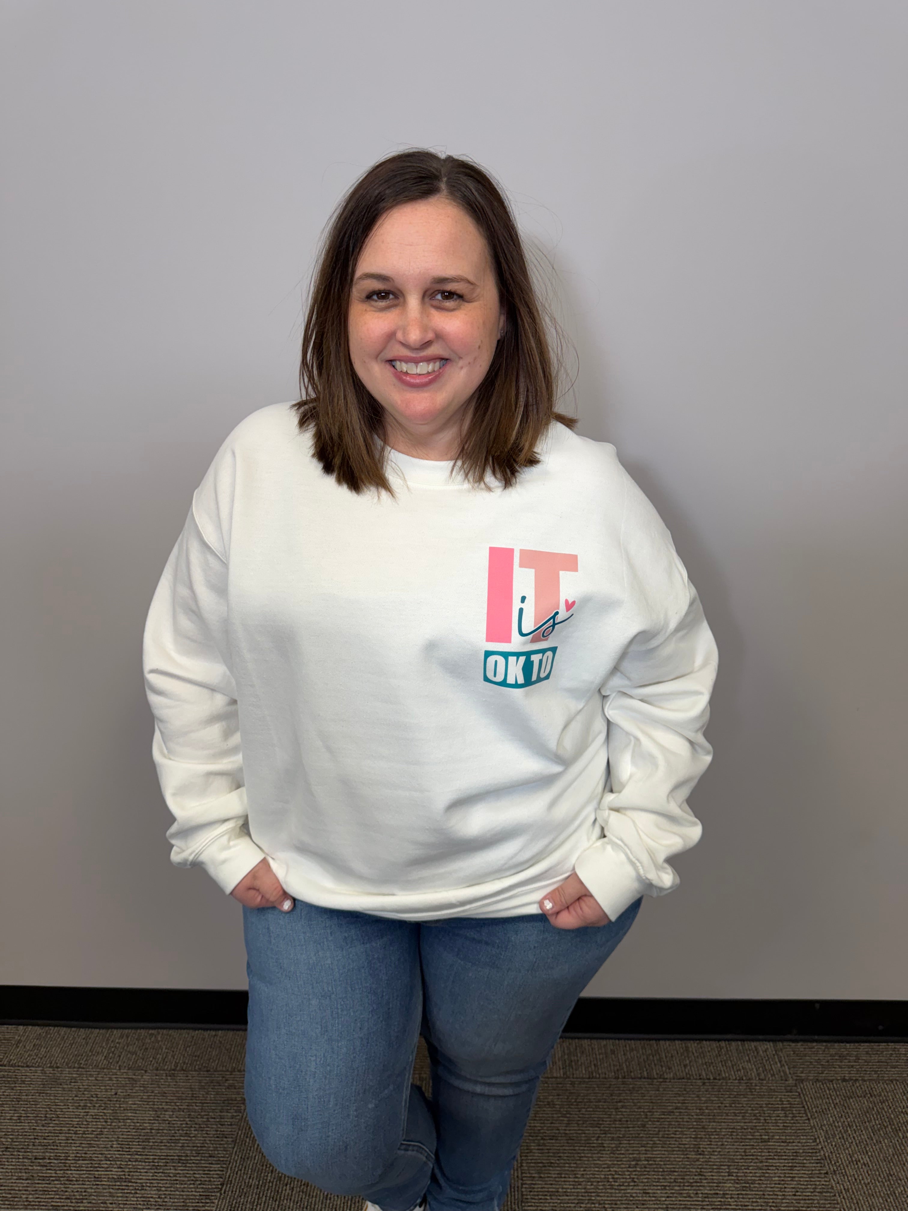 It's Okay To Crewneck-Graphic Tees-Tres Birdos Graphic Tees-Three Birdies Boutique, Women's Fashion Boutique Located in Kearney, MO