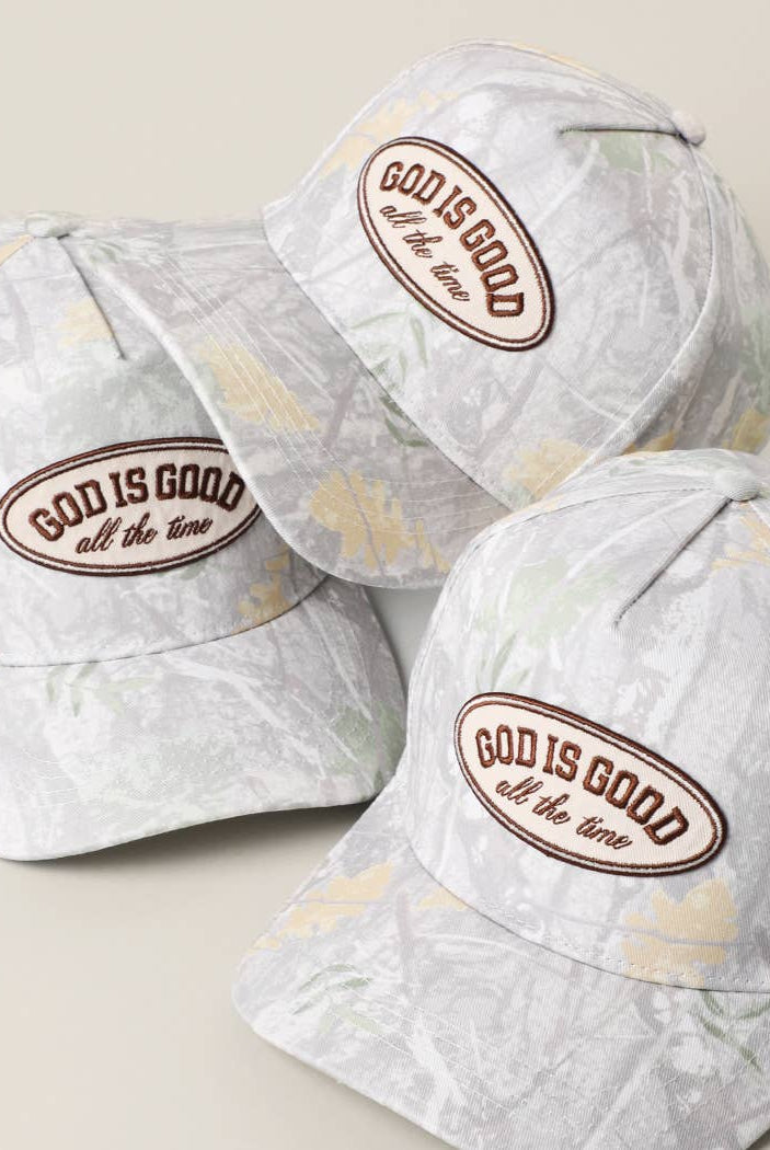 GOD IS GOOD All The Time Patch Camo Baseball Cap: CAMO / One Size { product_type }}