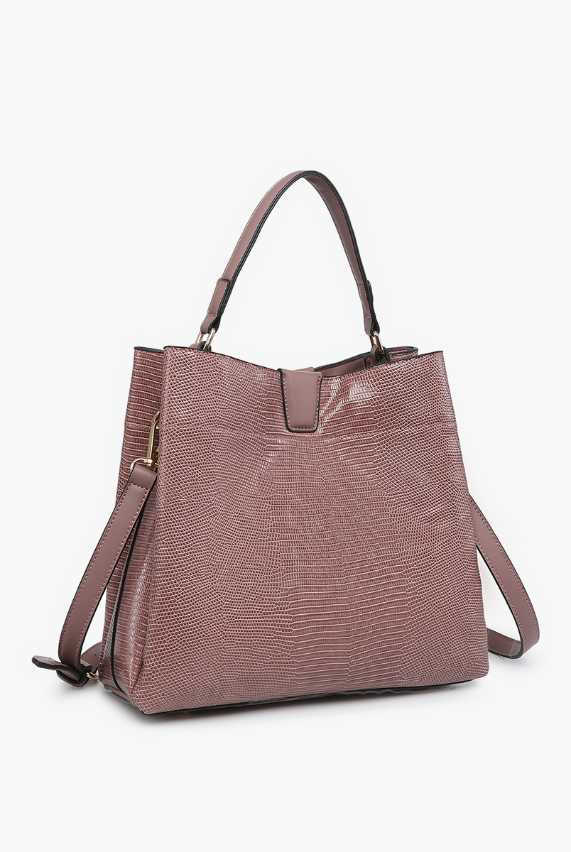 Tati Lizard Print Satchel - Mauve { product_type }}
