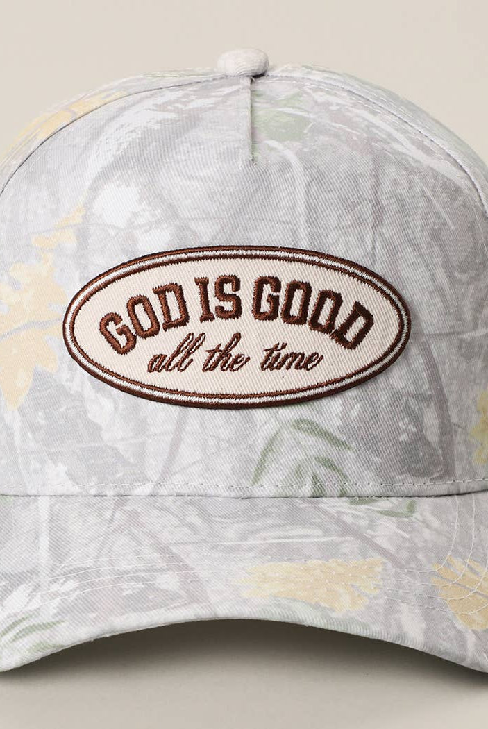 GOD IS GOOD All The Time Patch Camo Baseball Cap: CAMO / One Size { product_type }}