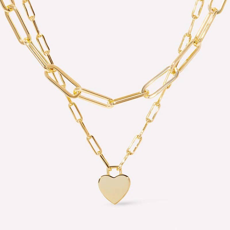 Gold Heart Layer Necklace { product_type }}