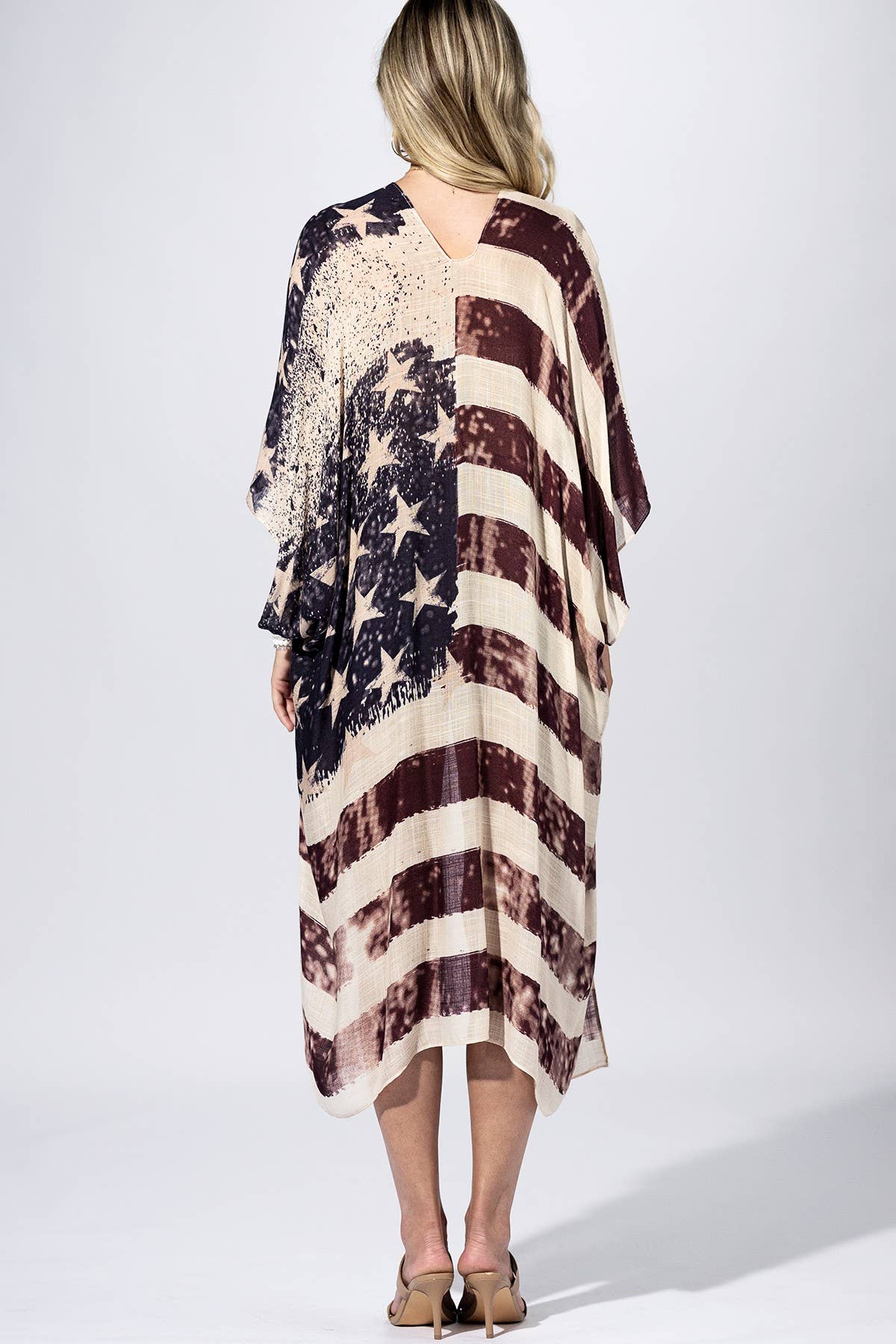 Vintage Americana Flag Kimono { product_type }}