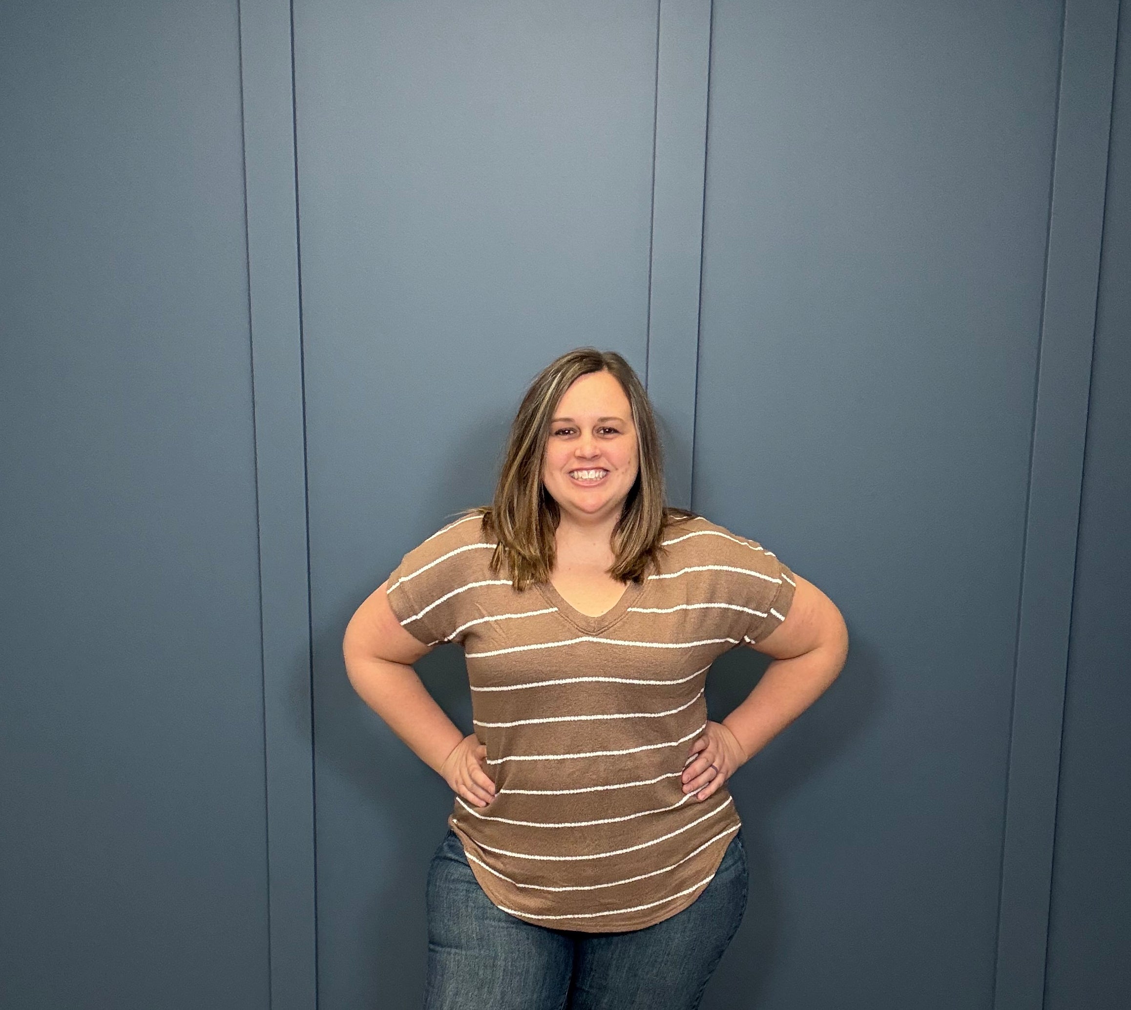 Stripe Cuffed Short Sleeve Top { product_type }}