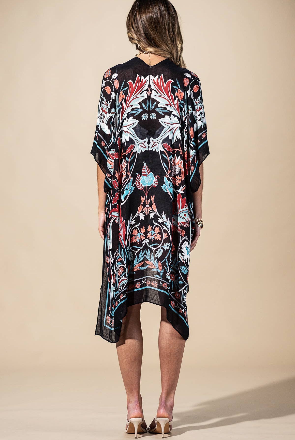 Midnight Vine Kimono: TEAL BLACK { product_type }}