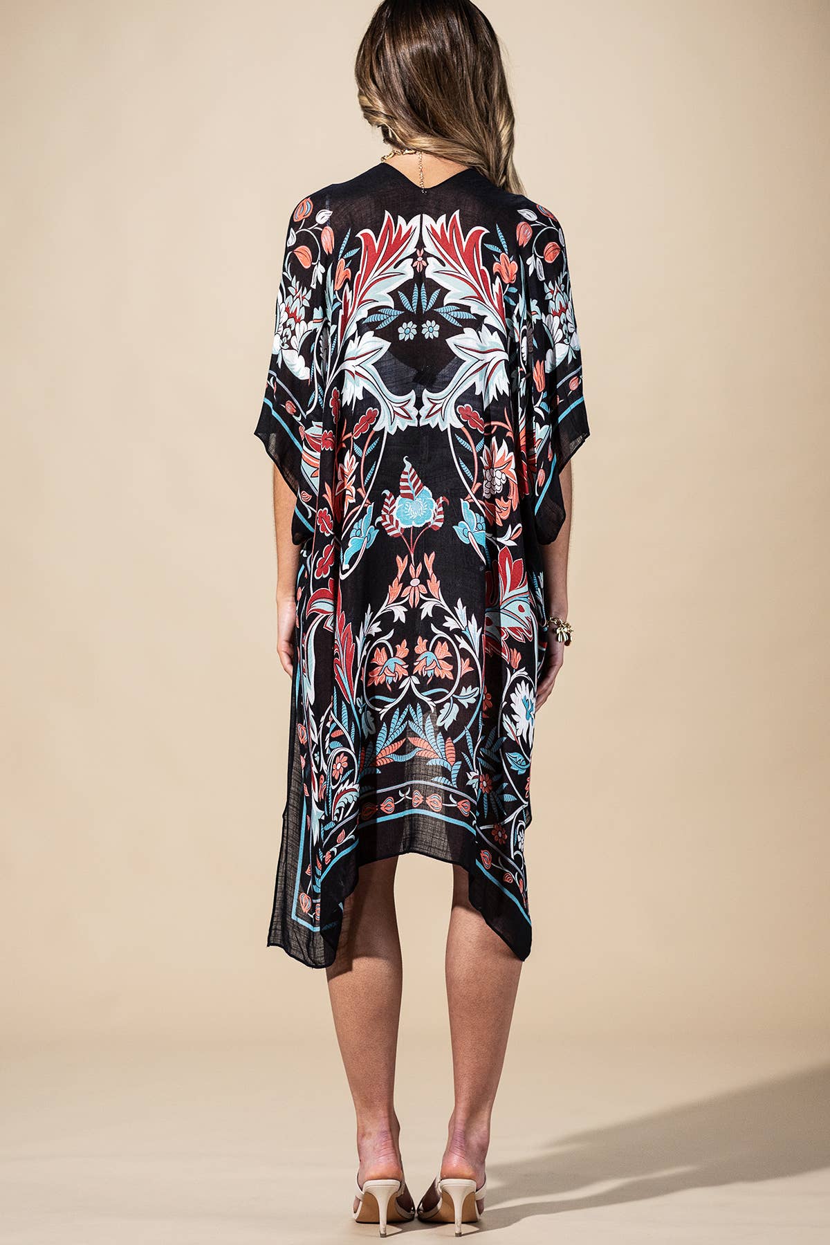 Midnight Vine Kimono: TEAL BLACK { product_type }}