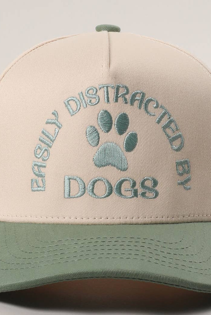 EASILY DISTRACTED BY DOGS Embroidered Trucker Hat: BLACK / One Color { product_type }}