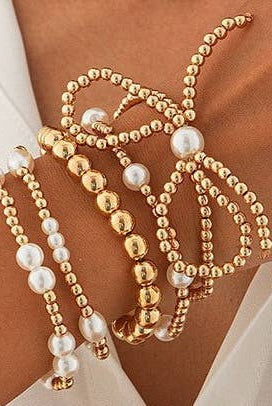 Bow Pearl Bracelet Stack { product_type }}