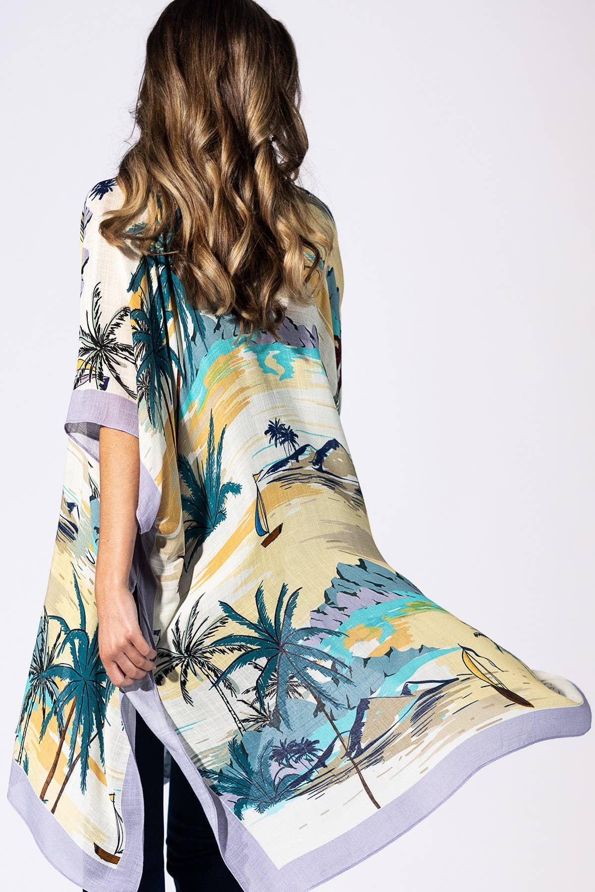 Maui Palm Kimono: MAUI-Urbanista-Three Birdies Boutique, Women's Fashion Boutique Located in Kearney, MO