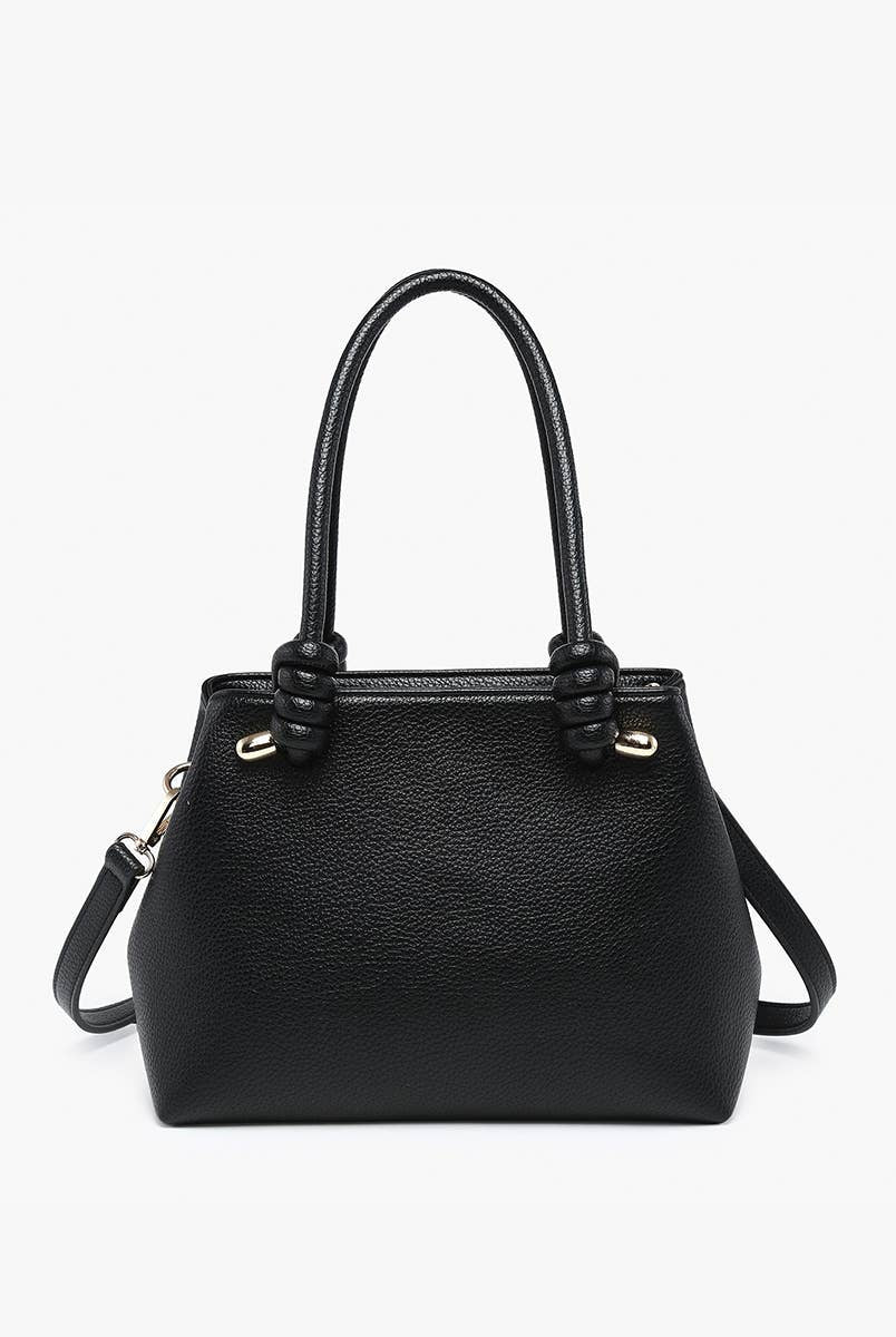 Blair Classic Satchel with Knotted Handles & Long Strap - Black { product_type }}