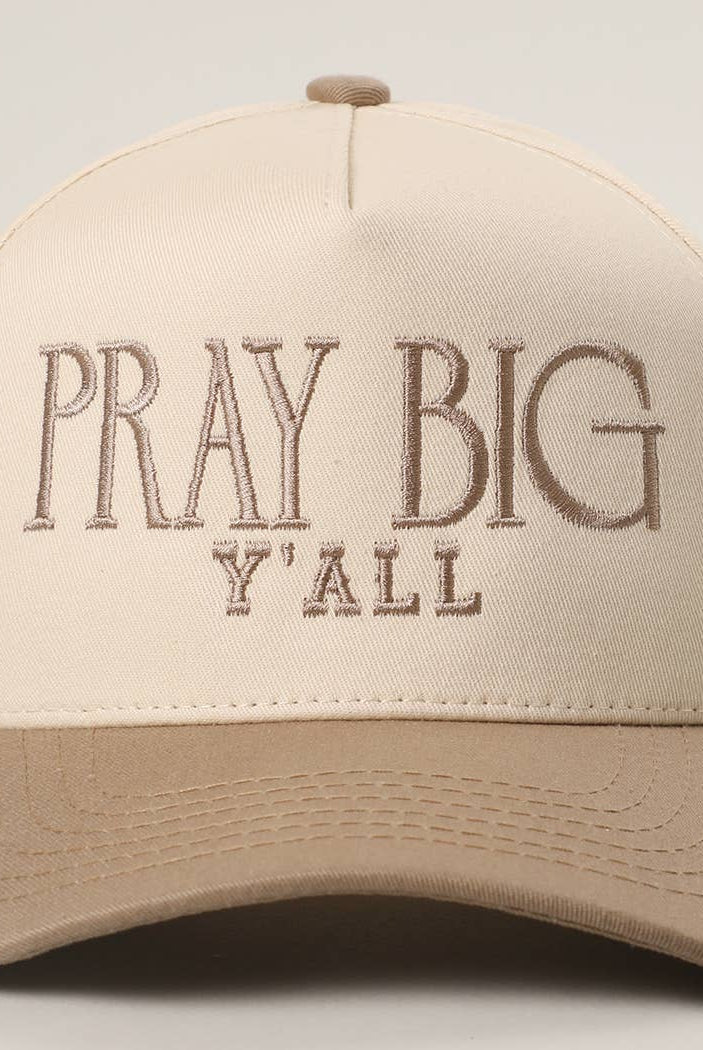 PRAY BIG Y'ALL Embroidery Two-Tone Trucker Hat: LEOPARD / One Size { product_type }}