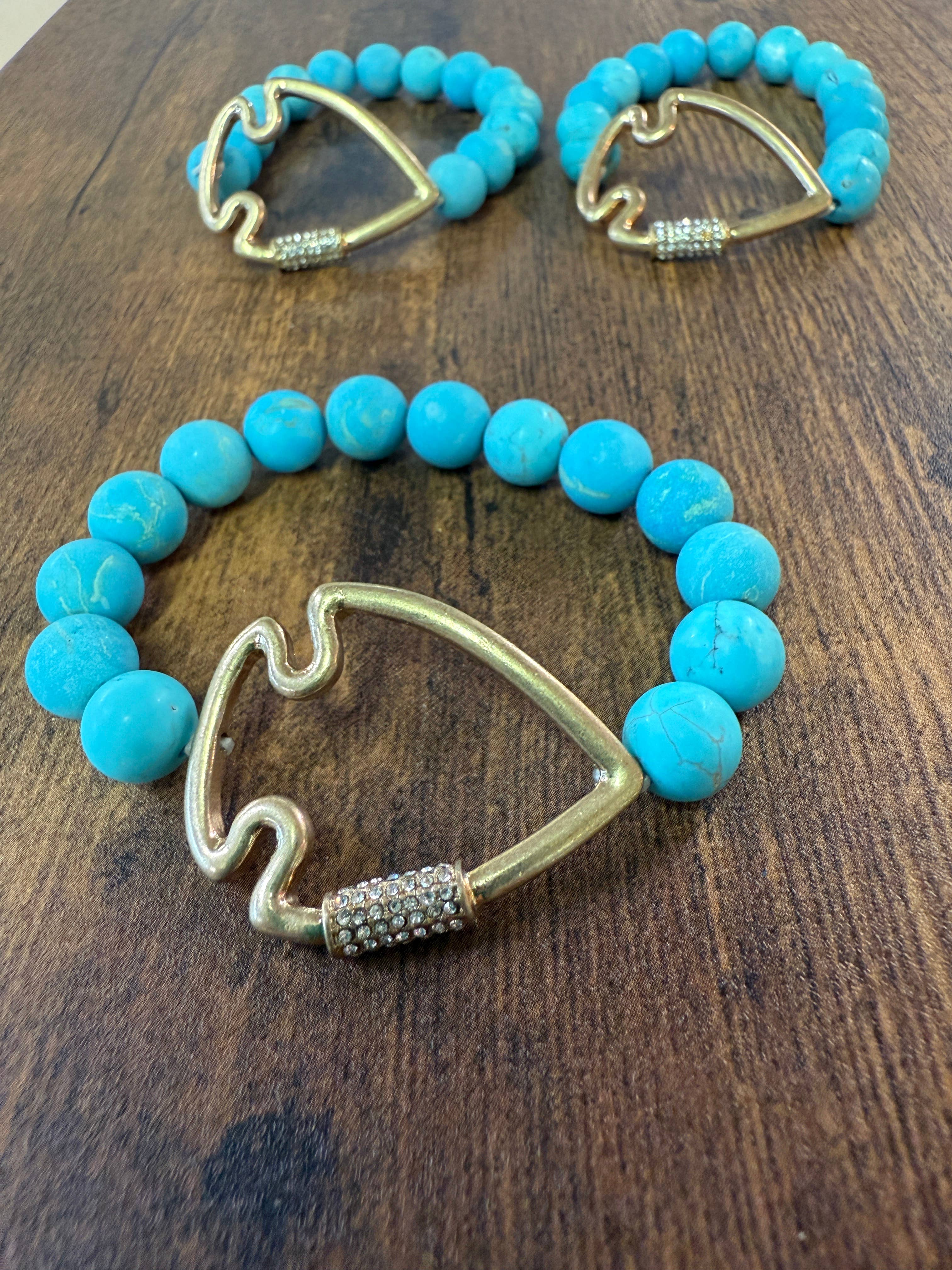 NEW! Bling Arrowhead Chunky Stone Stretch Bracelet: Map Jasper { product_type }}