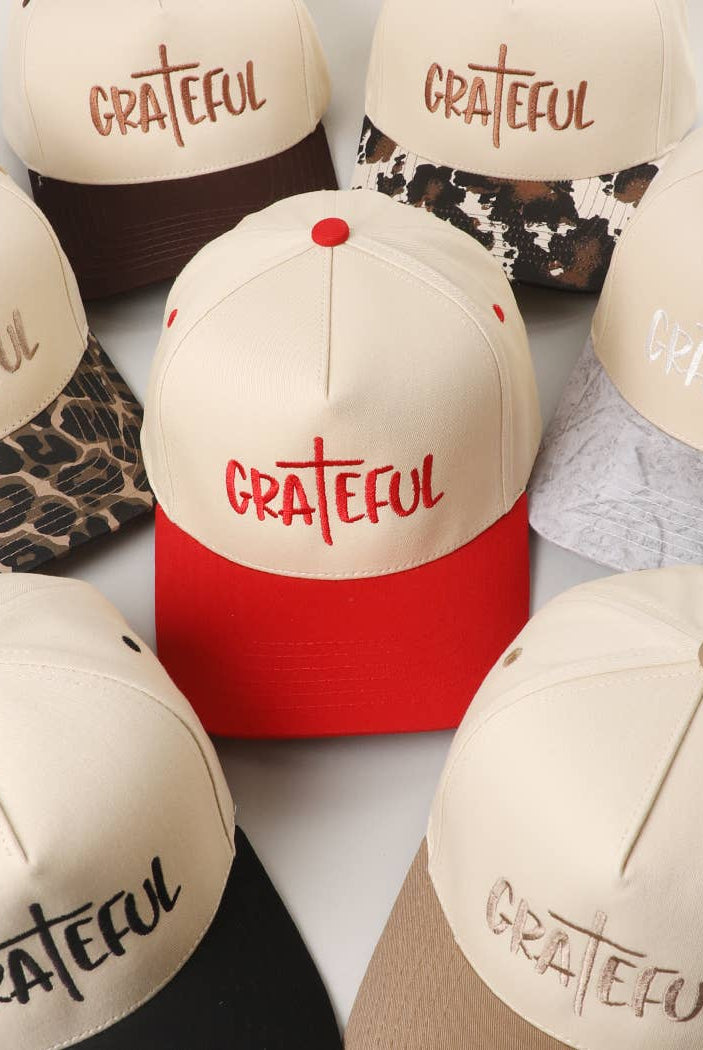 GRATEFUL Embroidery Two-Tone Trucker Hat: COW / One Size { product_type }}