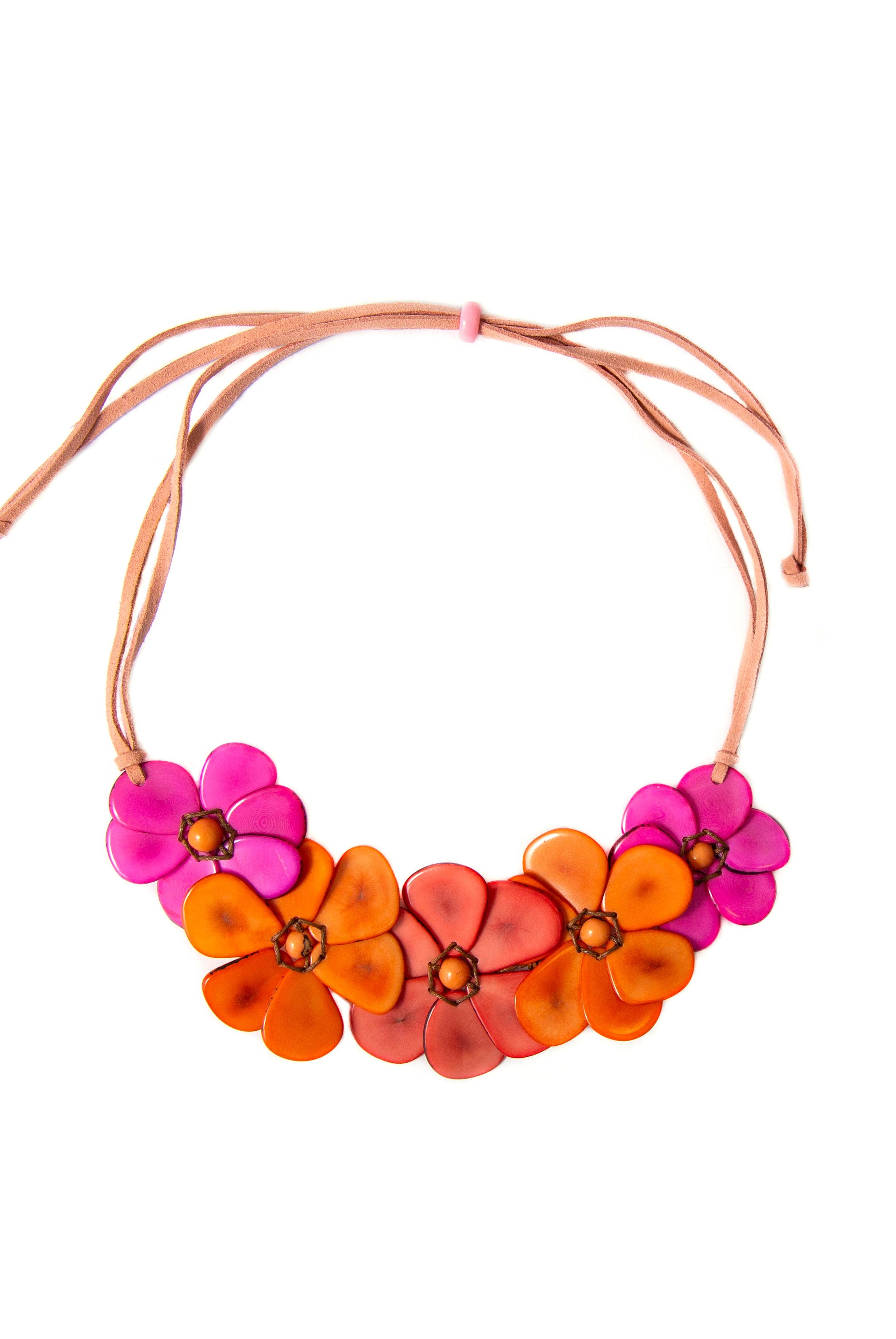Rosalia Necklace: Fuchsia/Orange/Poppy Coral { product_type }}