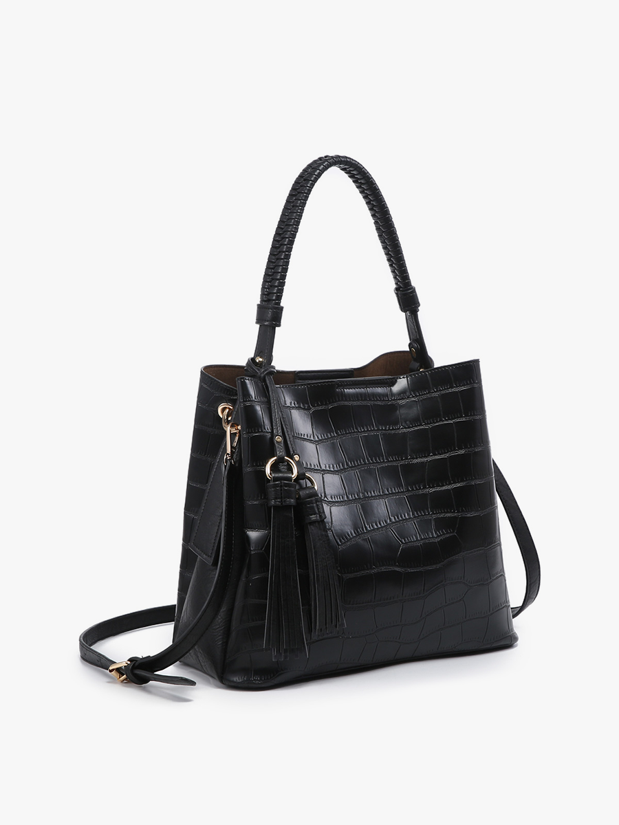Olivia Crocodile Hobo: Black { product_type }}