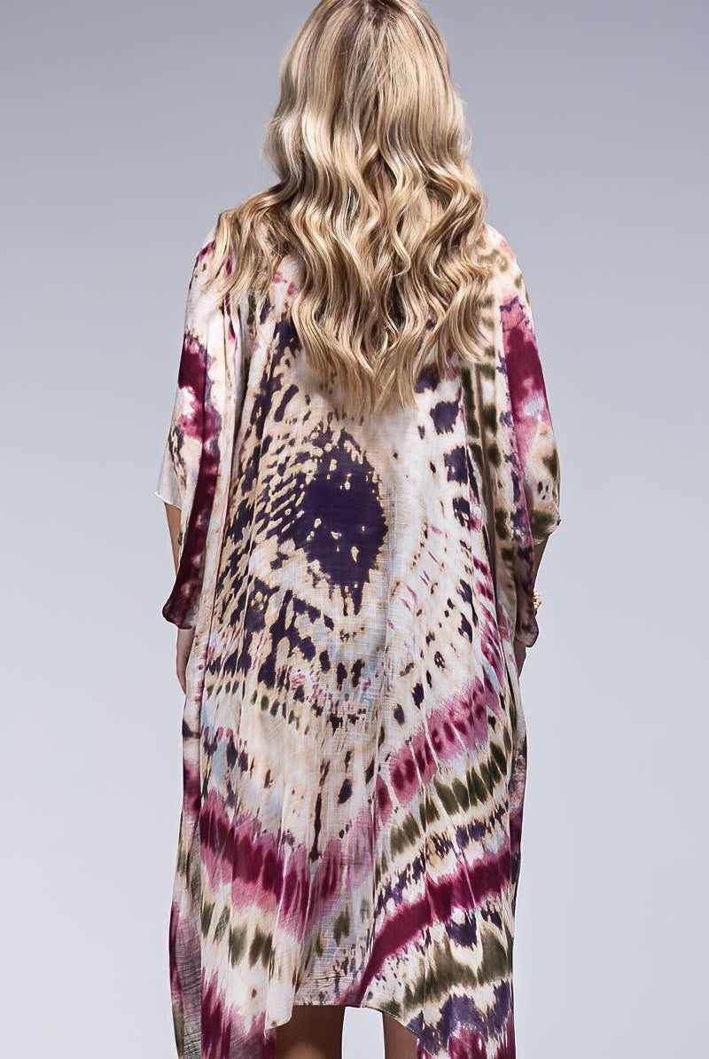 Tie-Dye Kimono Maroon { product_type }}
