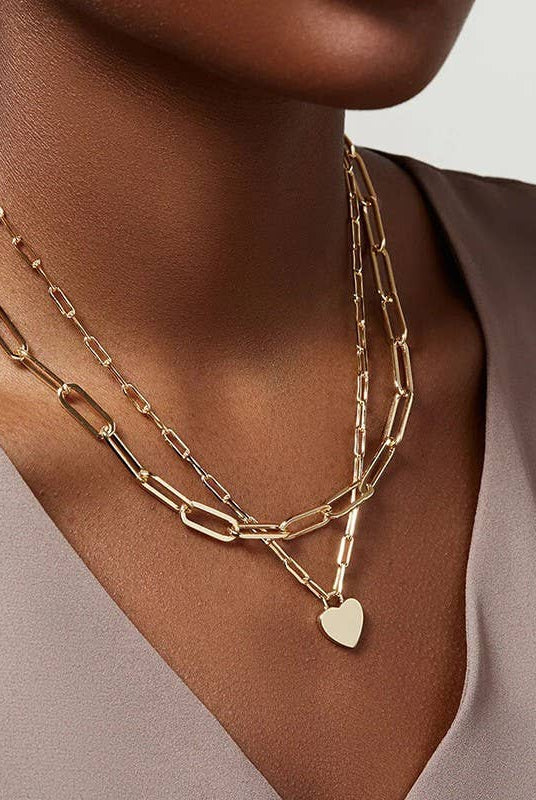 Gold Heart Layer Necklace { product_type }}