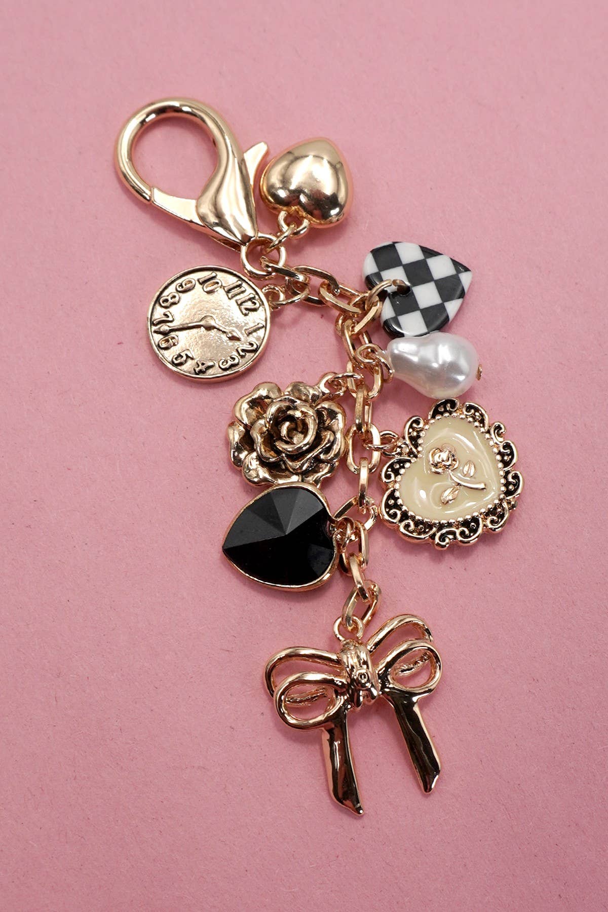Bow Checker Heart Flower Bag Charm { product_type }}