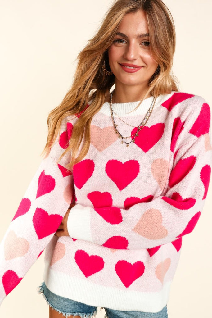 Oversized Heart Sweater-Outerwear-Haptics-Three Birdies Boutique, Women's Fashion Boutique Located in Kearney, MO