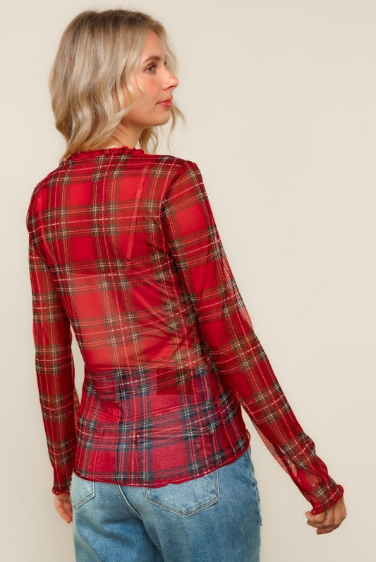 Plaid Mesh Top { product_type }}