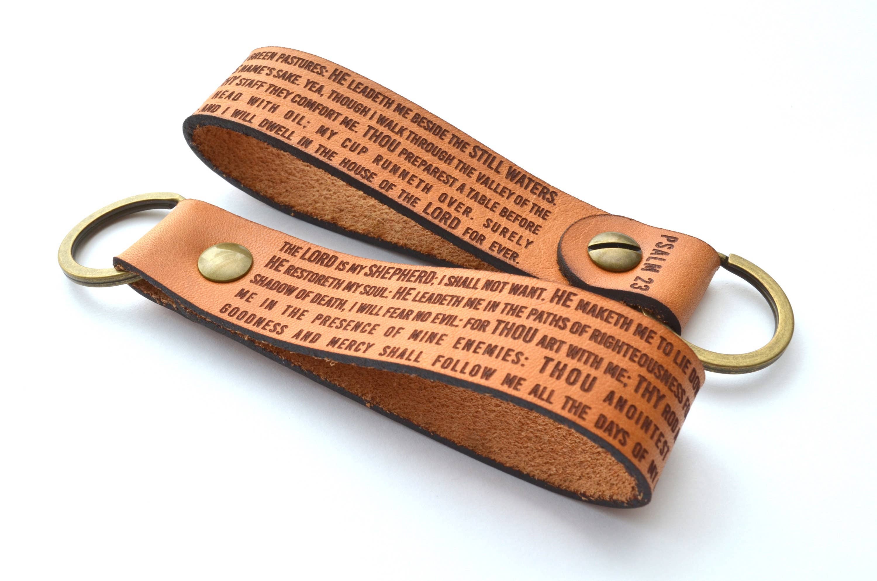 Psalms 23 Leather Keychain-New Market Farmhouse-Three Birdies Boutique, Women's Fashion Boutique Located in Kearney, MO