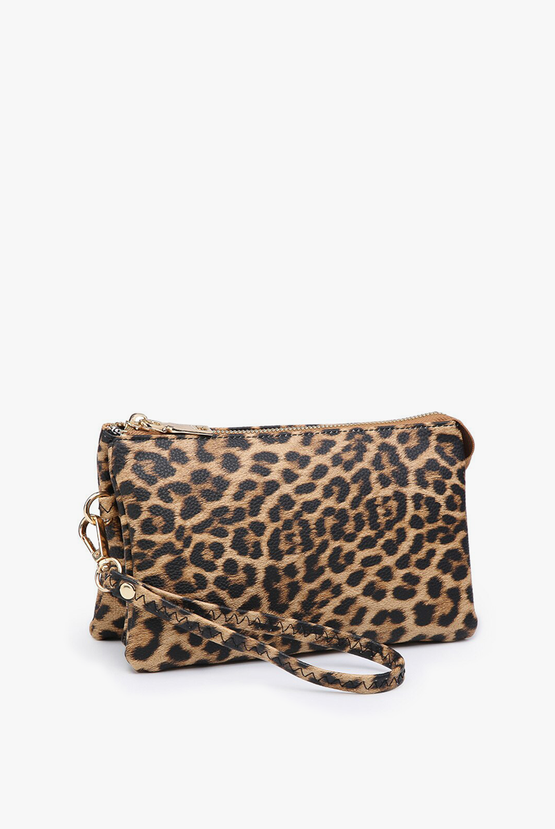 Riley Leopard Crossbody Wristlet: Leopard/Mustard { product_type }}