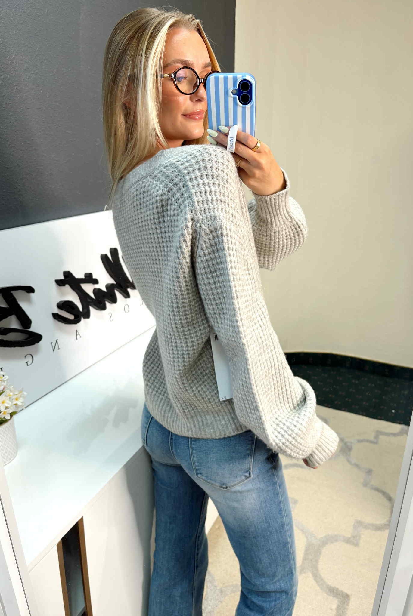 Grey Cardigan Sweater Top-Cardigans-White Birch-Three Birdies Boutique, Women's Fashion Boutique Located in Kearney, MO