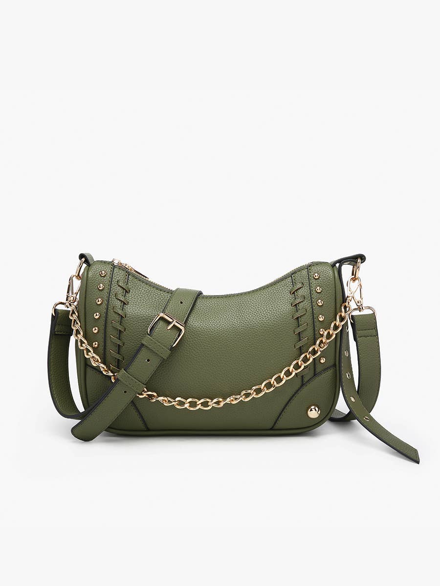 Artemis Crossbody w/ Stud Details: Taupe { product_type }}