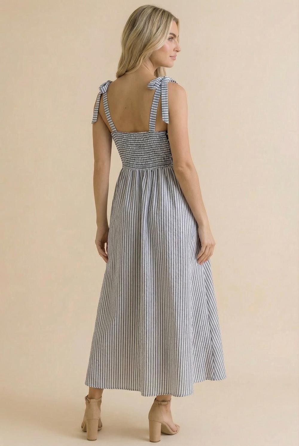 Polka Dot Striped Midi Dress { product_type }}