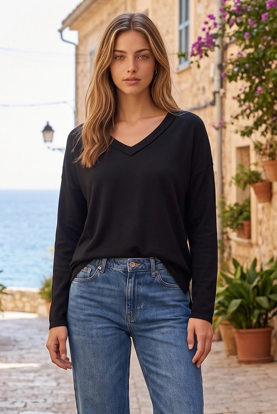 Soft Hacci V-Neck Sweater { product_type }}