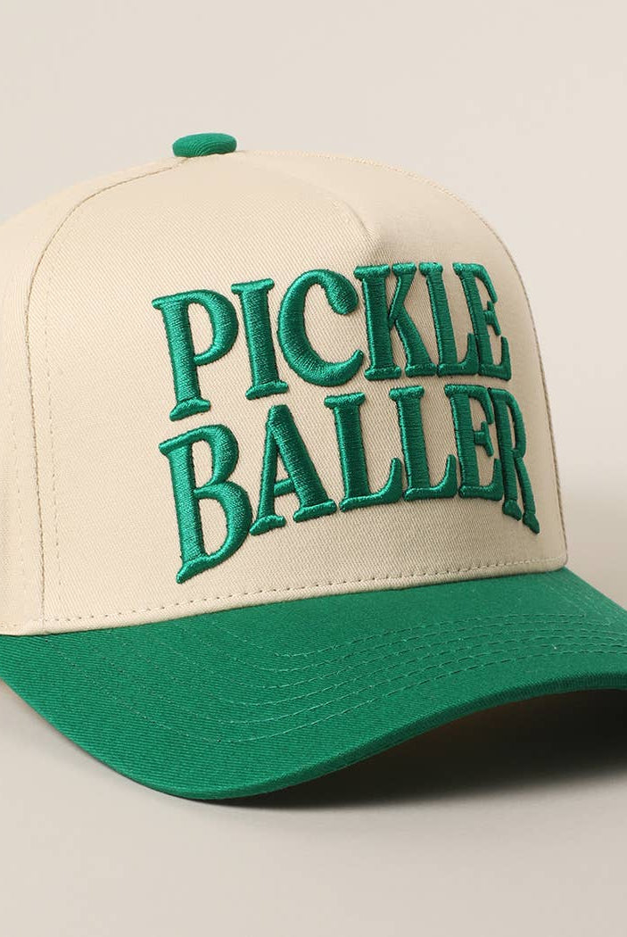 PICKLE BALLER 3D Letter Embroidery Two-Tone Trucker Hat: LPK / ONE SIZE { product_type }}