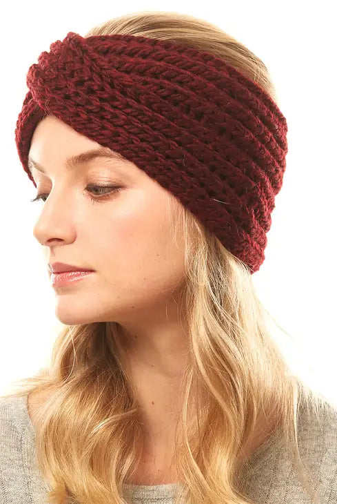 Solid Twisted Wide Knit Headband { product_type }}